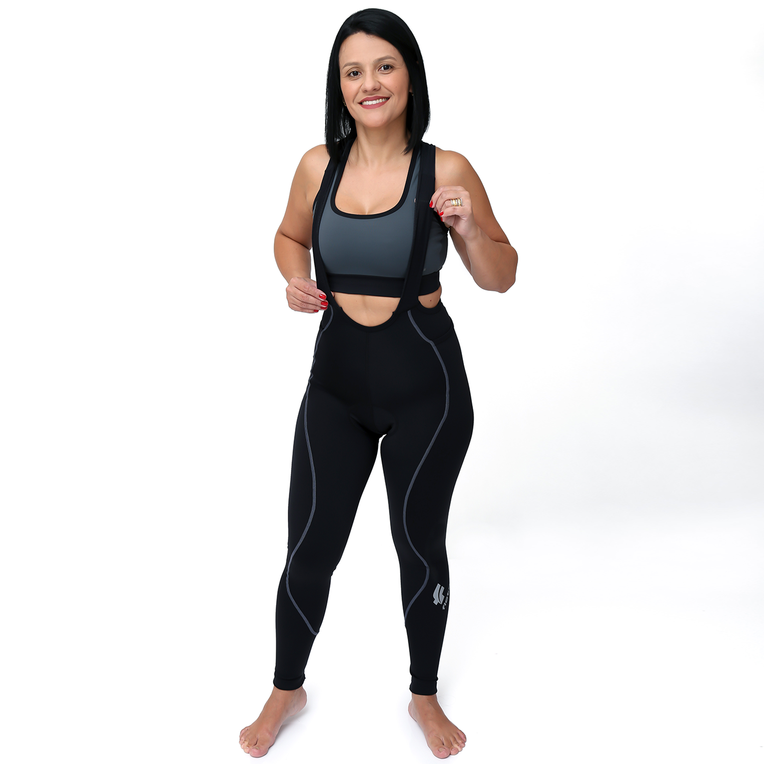 Calça Bretelle Nova Cycletech Feminina Preto com Estanho
