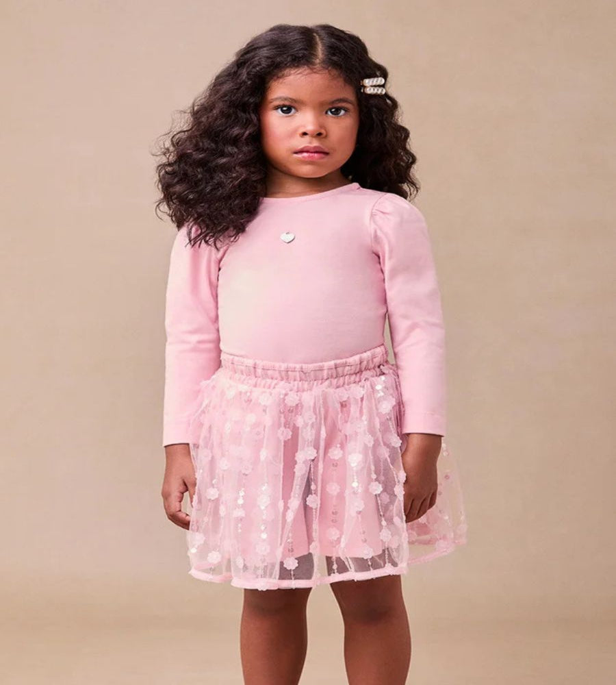 Conjunto Blusa e Saia Rosa Quartzo