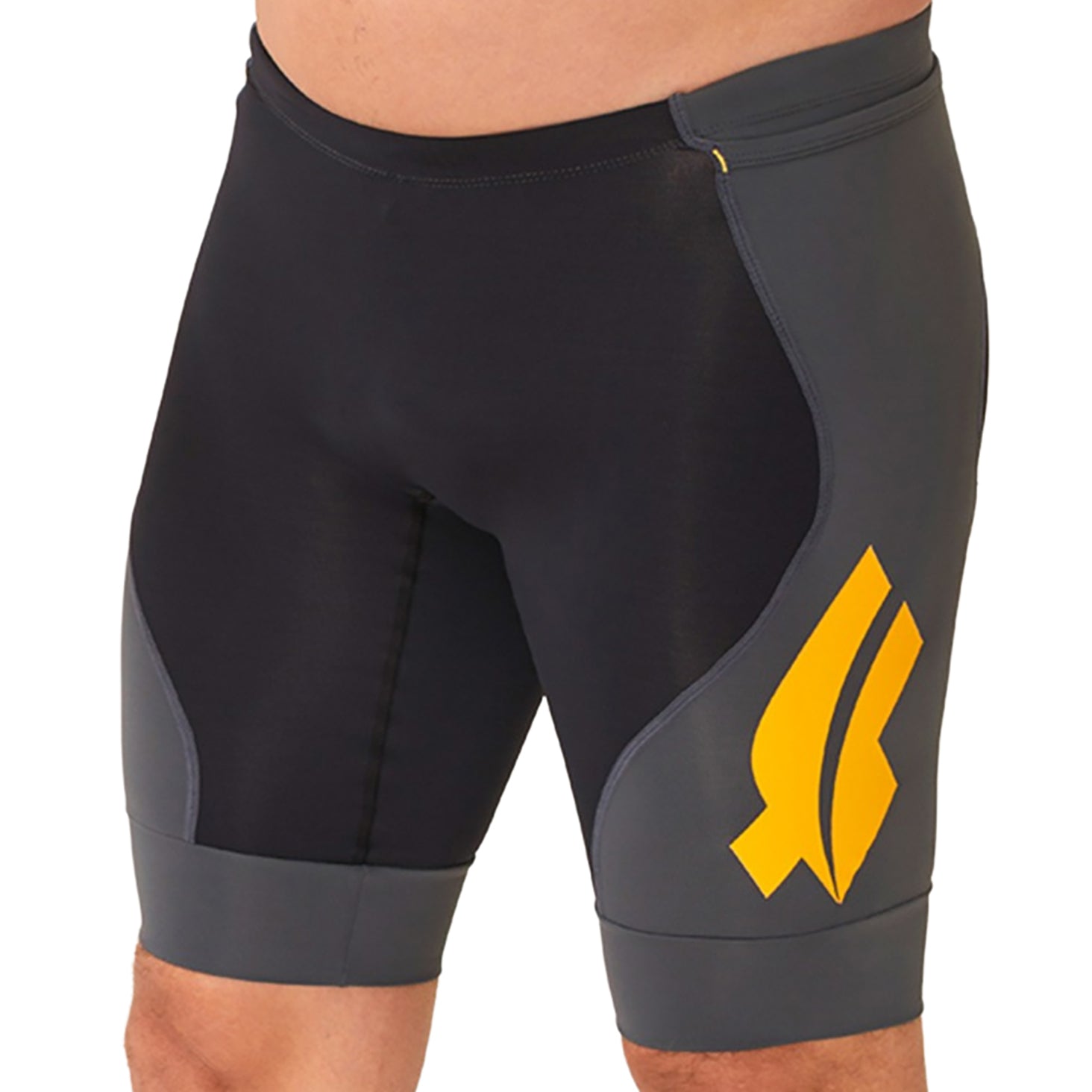 Bermuda Running Masculina Preto e Estanho logo F Amarelo