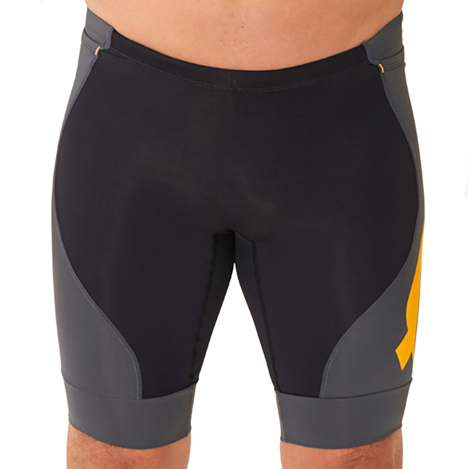 Bermuda Running Masculina Preto e Estanho logo F Amarelo