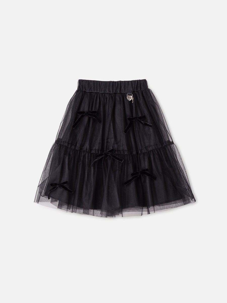 Saia de Tule com Laços Preto