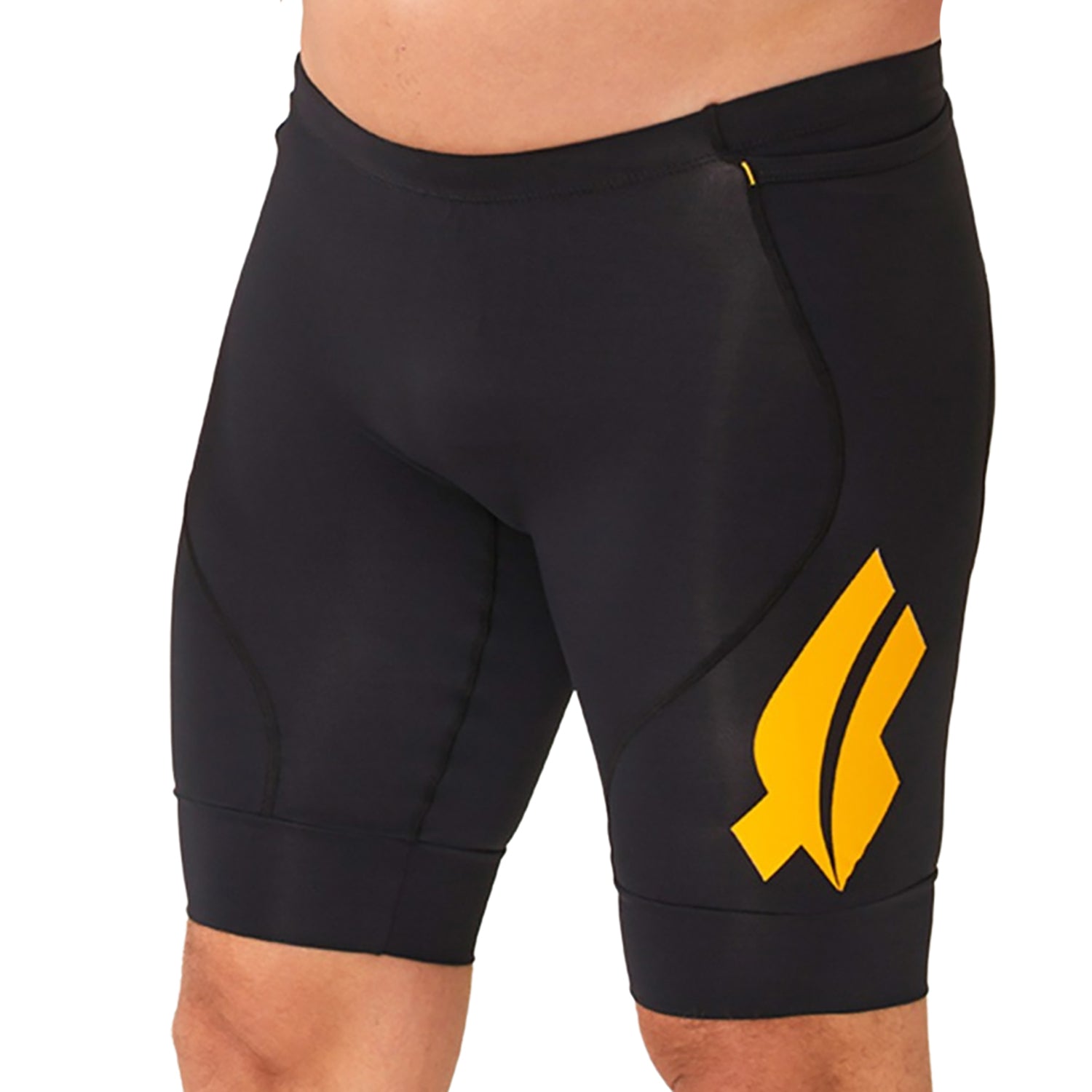 Bermuda Running Masculina Preto logo F Amarelo