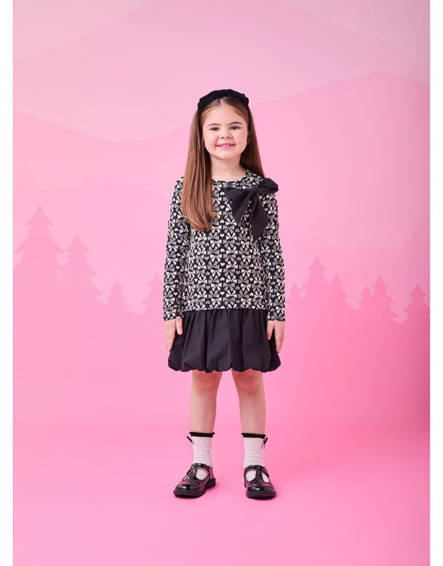 Vestido ML Jacquard com Balonê Lacinhos