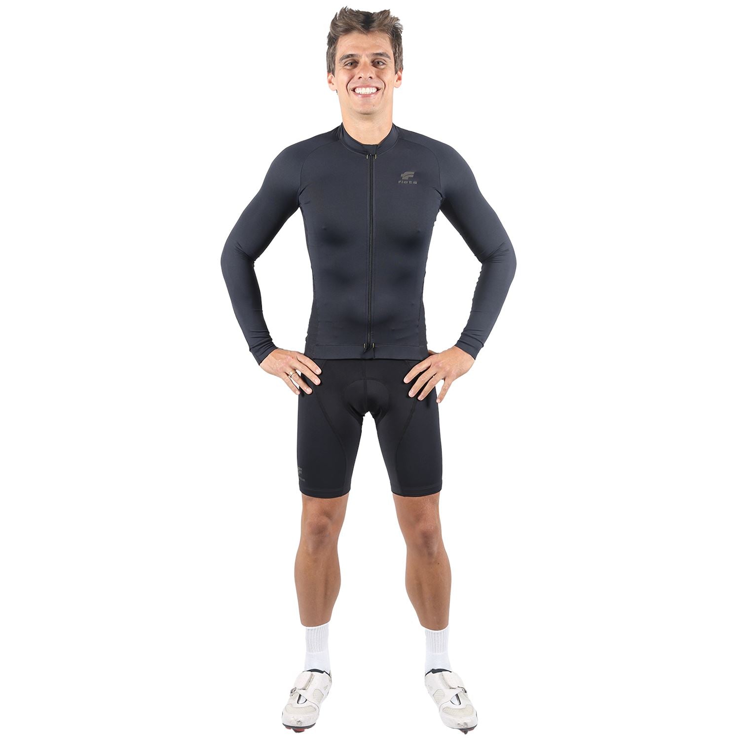 Jersey Manga Longa Ciclismo Masculina Preto