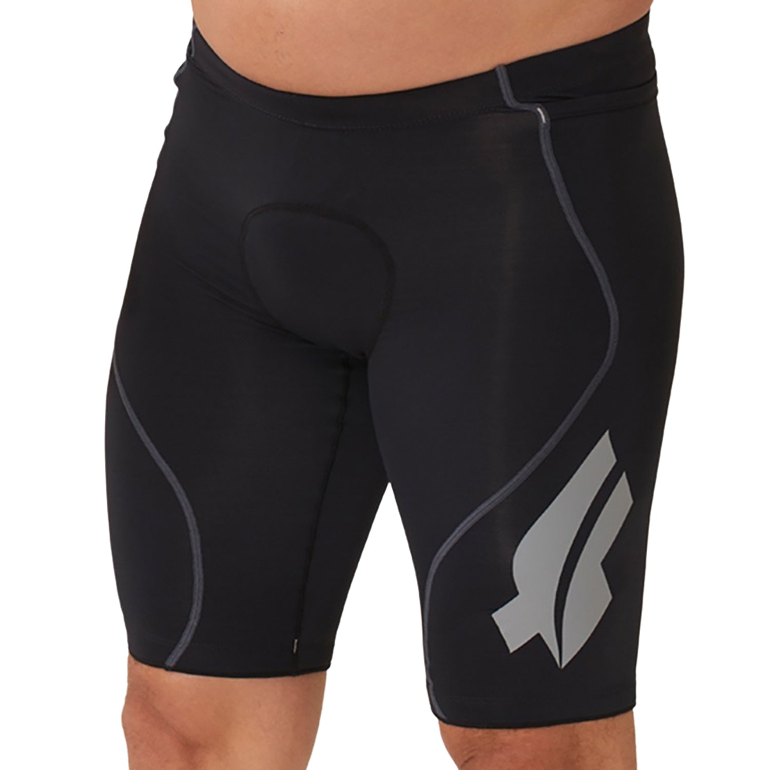 Bermuda Triathlon Masculina Preto e logo F Estanho