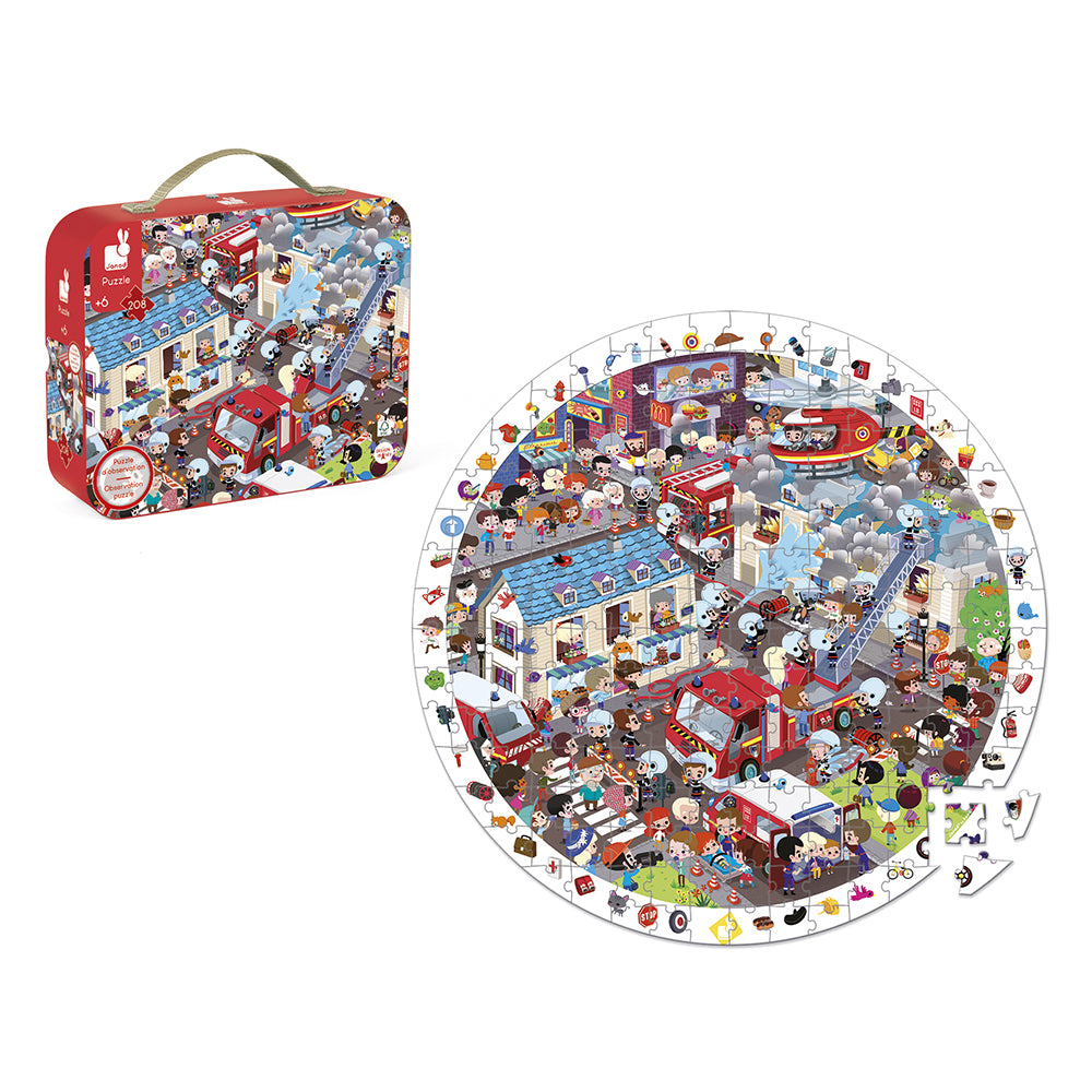 Maleta Quebra-Cabeça Bombeiros - 208 peças
