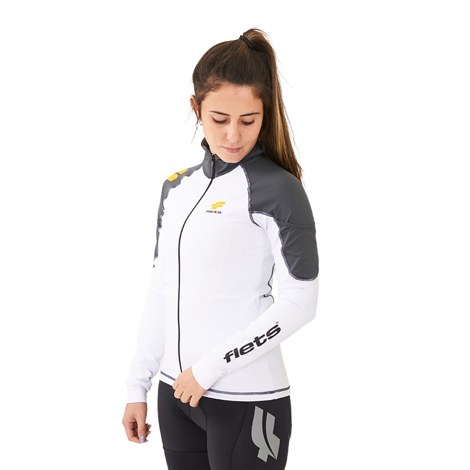 Jaqueta Climmotech Feminina Branco com Detalhe Estanho