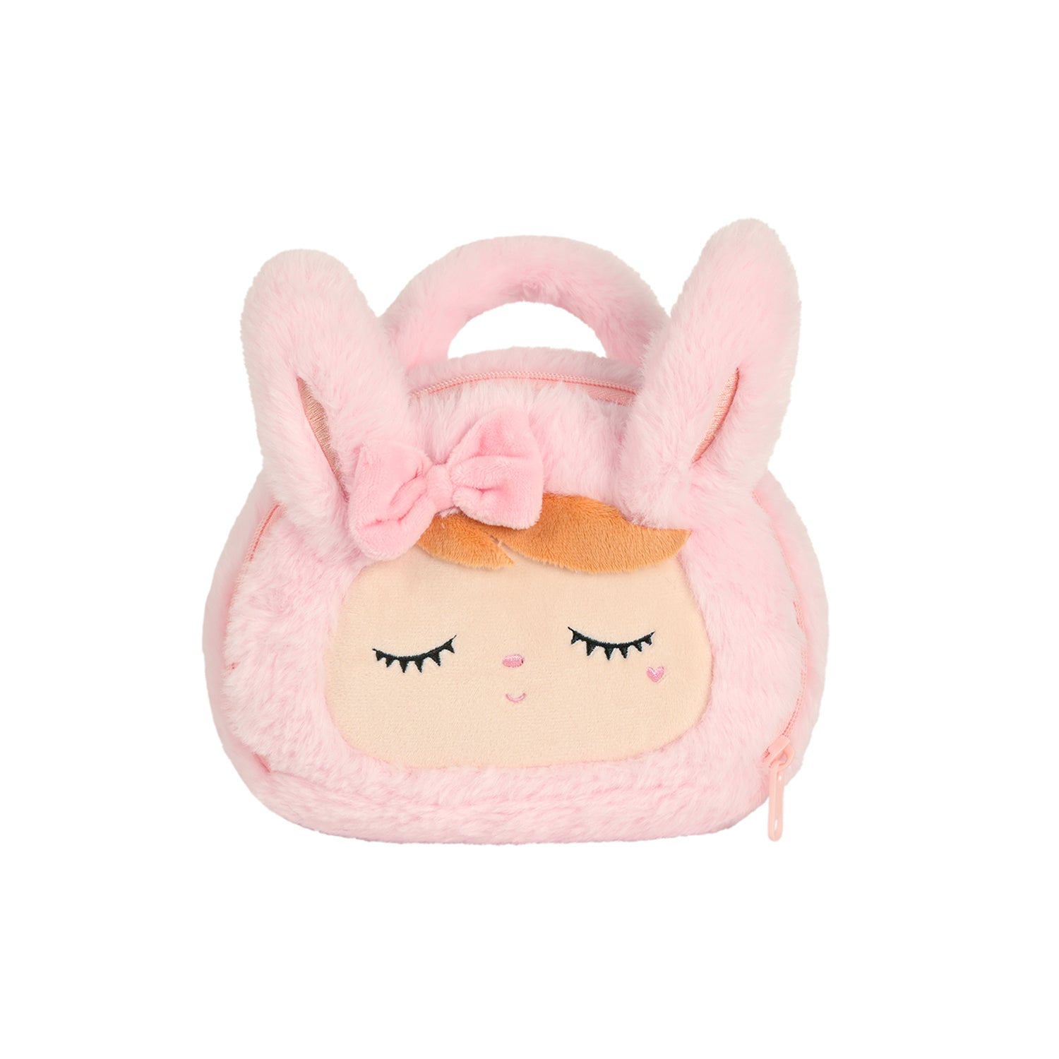 Bolsa Metoo Plush Coelha Rosa com Laço e Alça de Mão