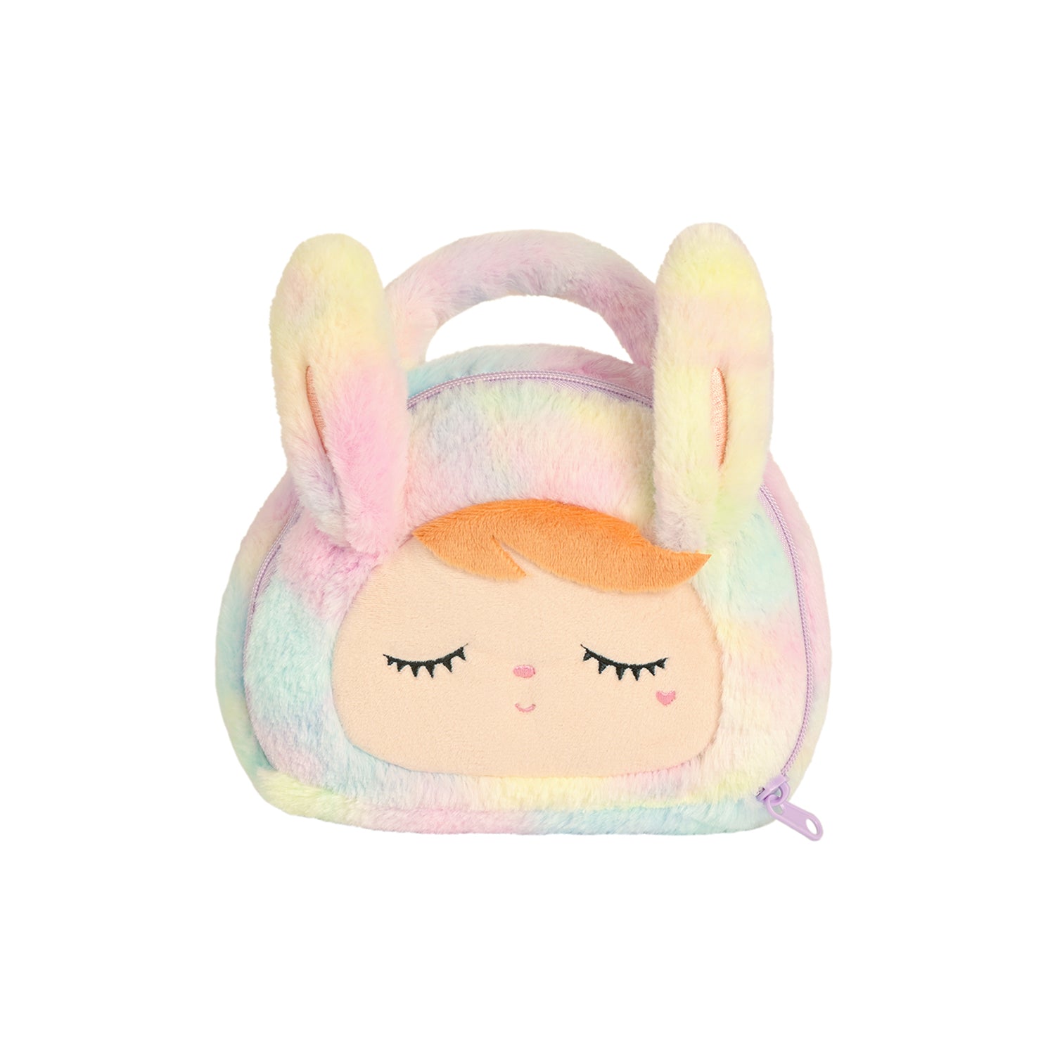 Bolsa Metoo Plush Coelha Rosa Arco-Íris com Alça de Mão