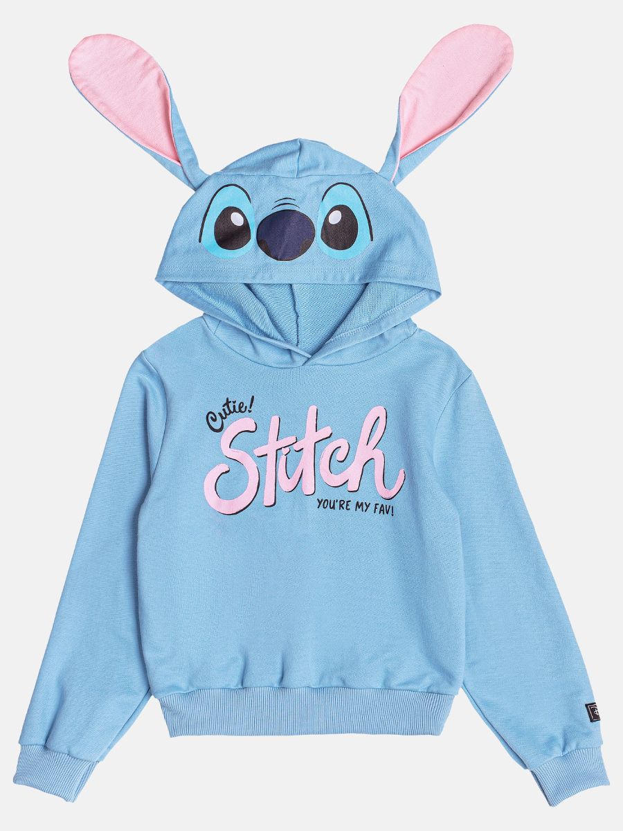 Casaco Stitch Capuz e Orelhas Azul Denim