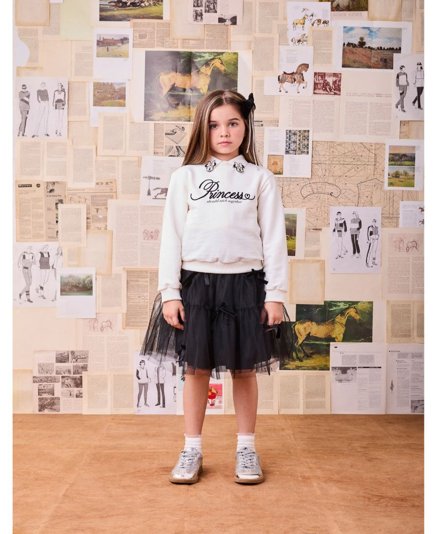 Saia de Tule com Laços Preto