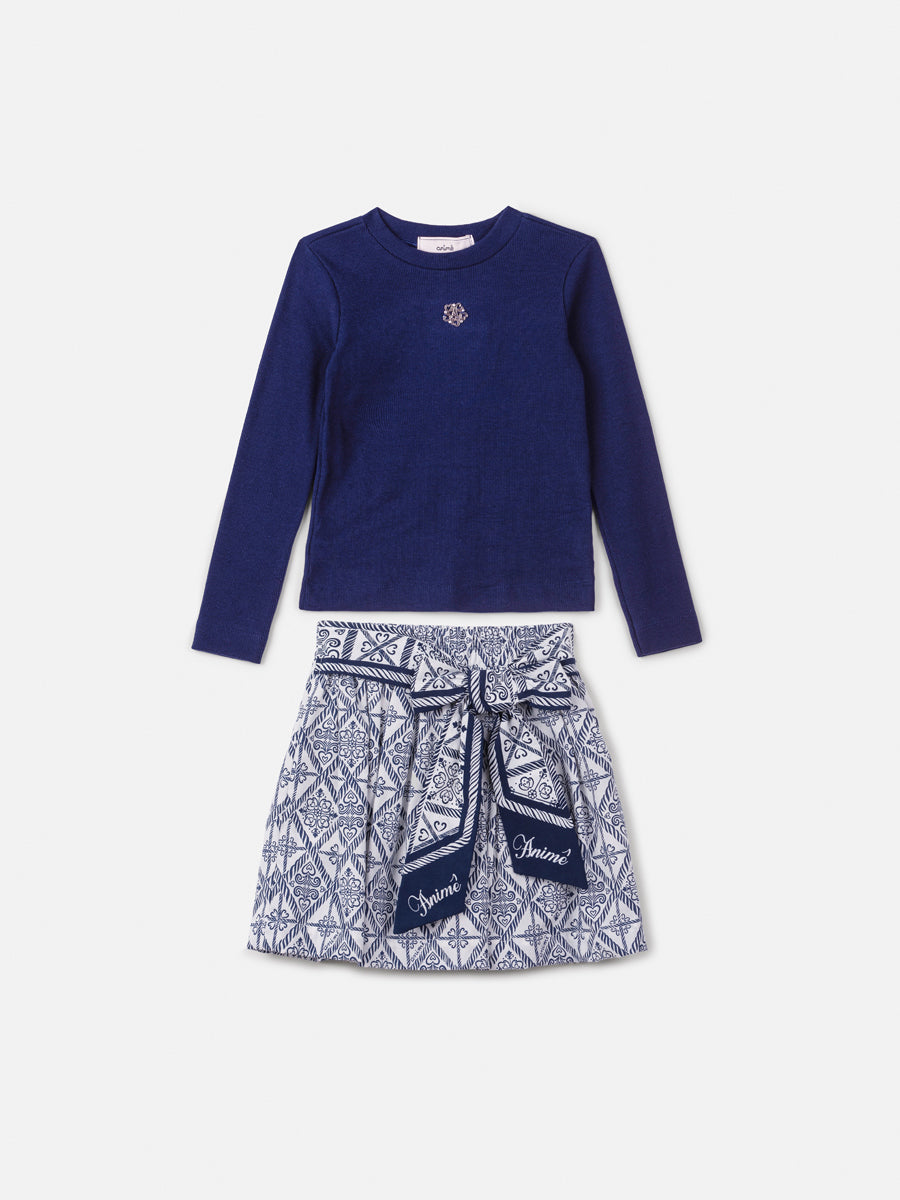 Conjunto ML Blusa e Saia Azul Marinho