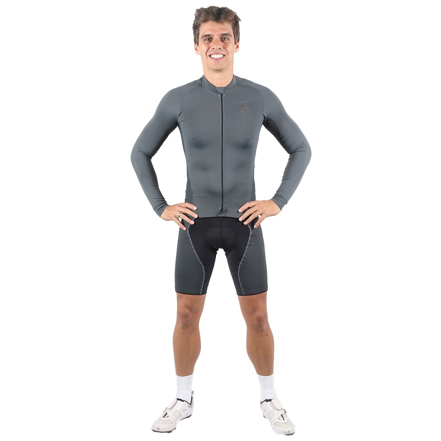 Jersey Manga Longa Ciclismo Masculina Estanho