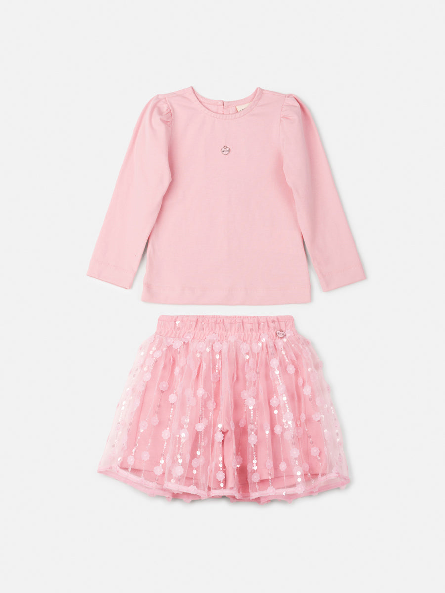 Conjunto Blusa e Saia Rosa Quartzo