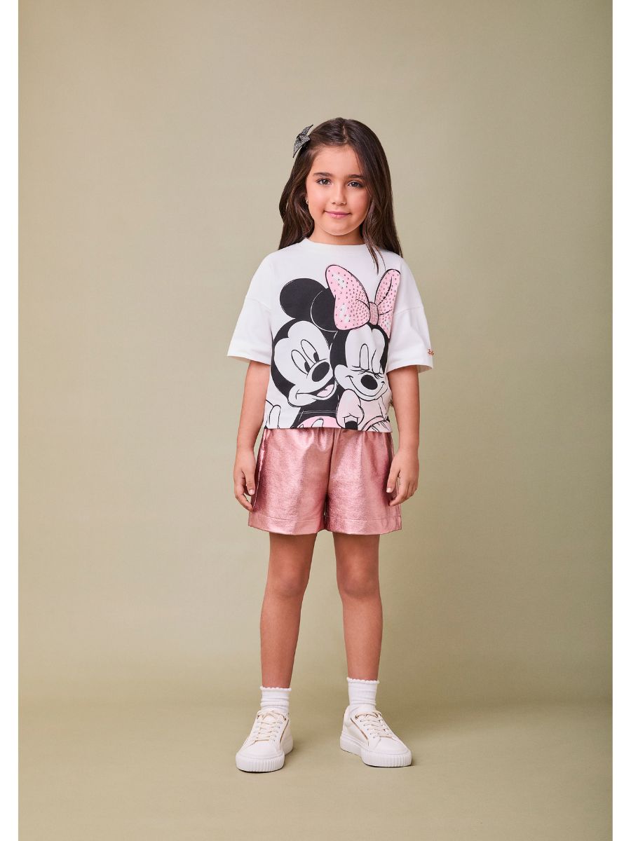 Blusa Minnie Mickey Pérola
