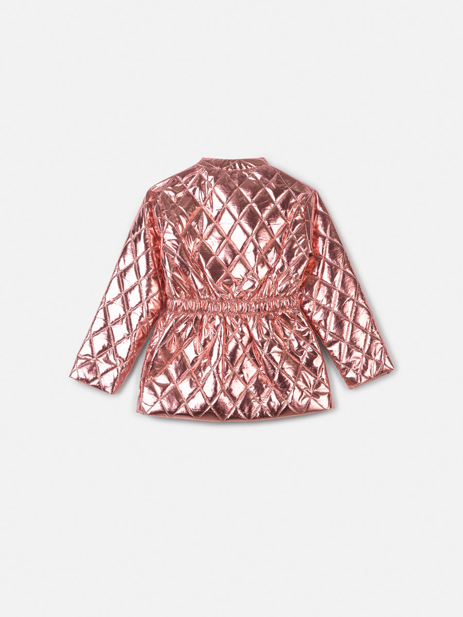 Jaqueta Puffer Metalizada Rosa Envelhecido