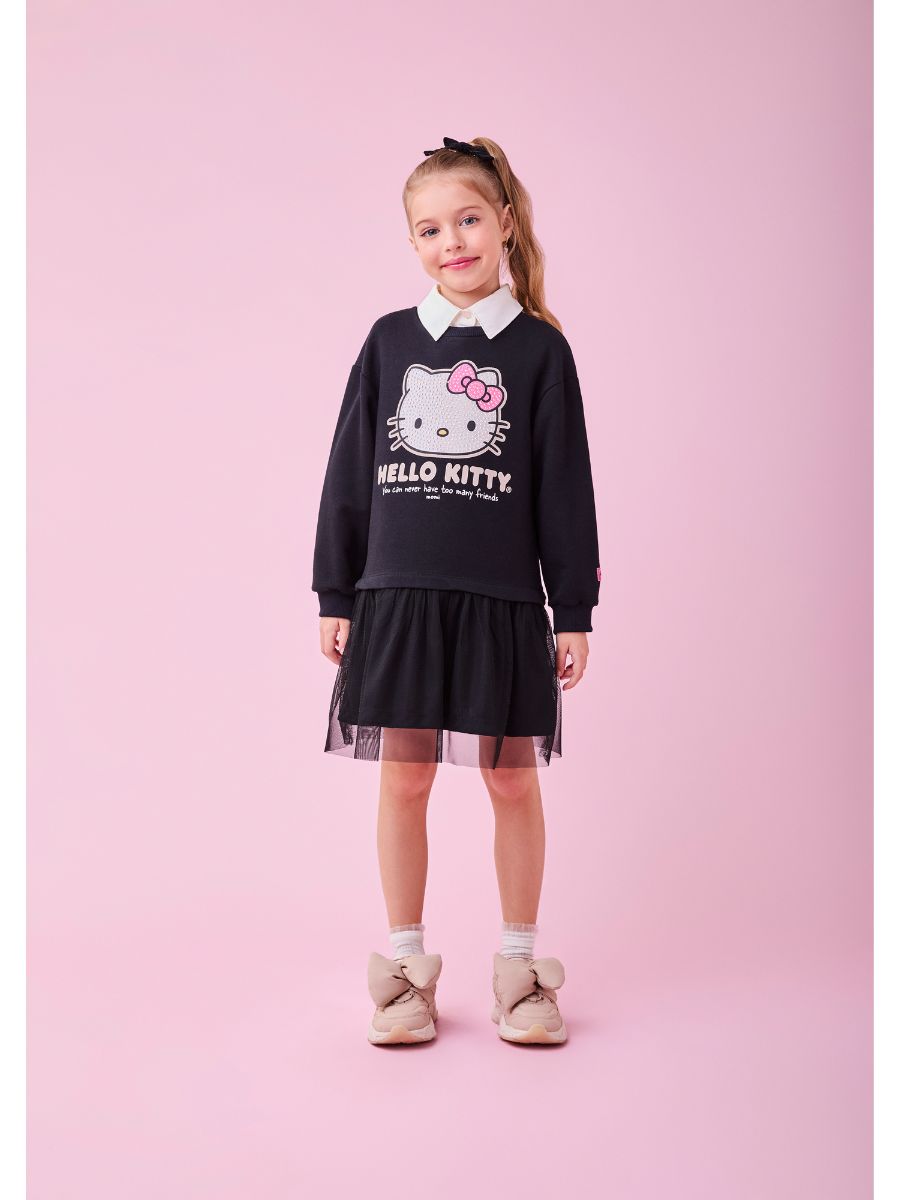 Vestido ML Hello Kitty Strass Preto