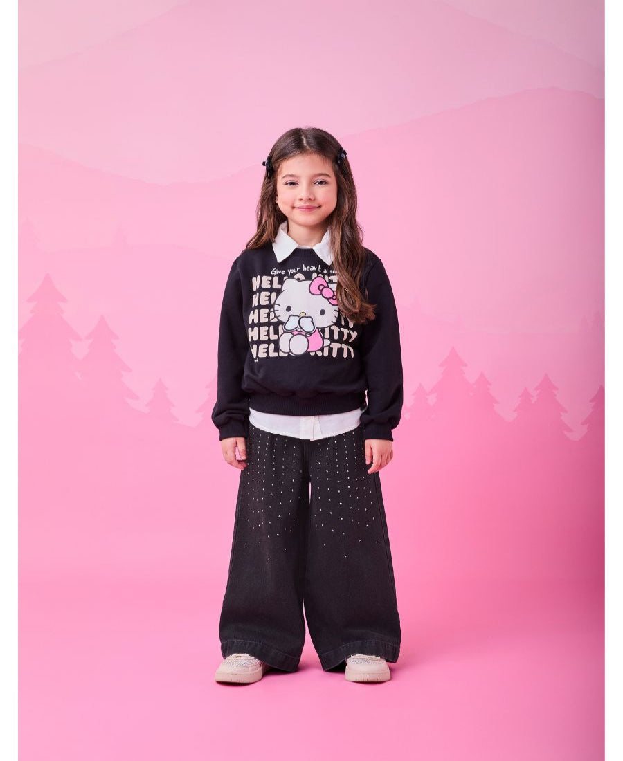 Casaco Escrita Hello Kitty Preto