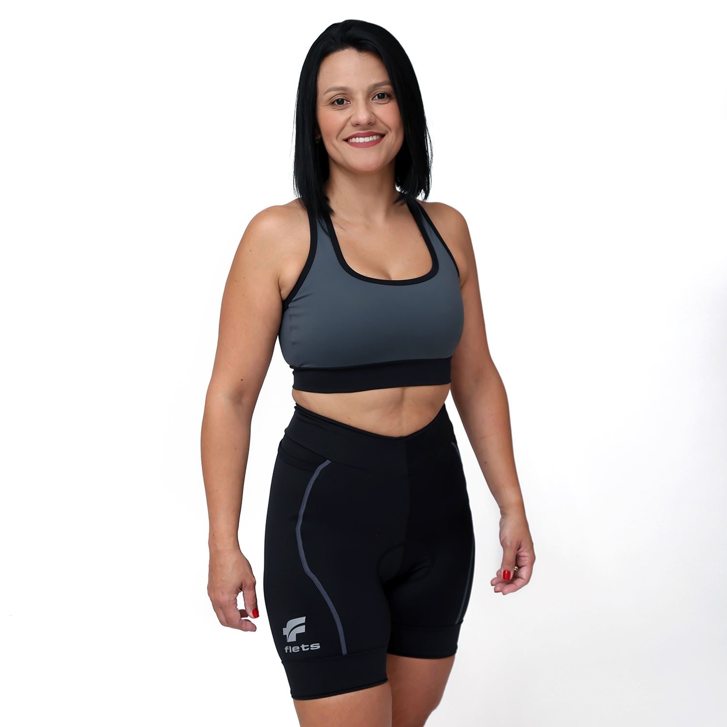 Bermuda Nova Cycletech Feminina Preto com Estanho