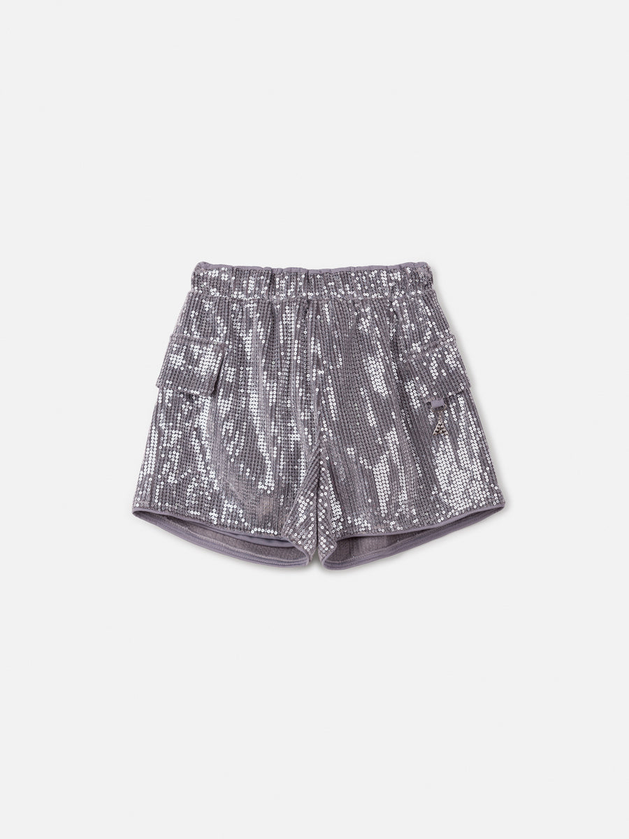 Shorts Paetê Cinza Grafite