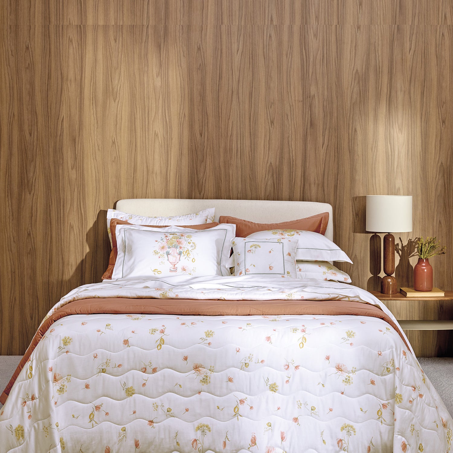 Colcha King Trussardi Infiorata 300 Fios Algodão Egípcio