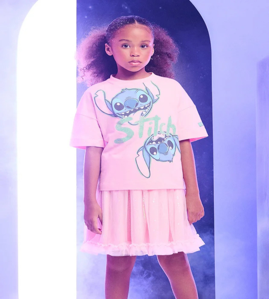 Blusa com Estampa e Strass Rosa Blossom