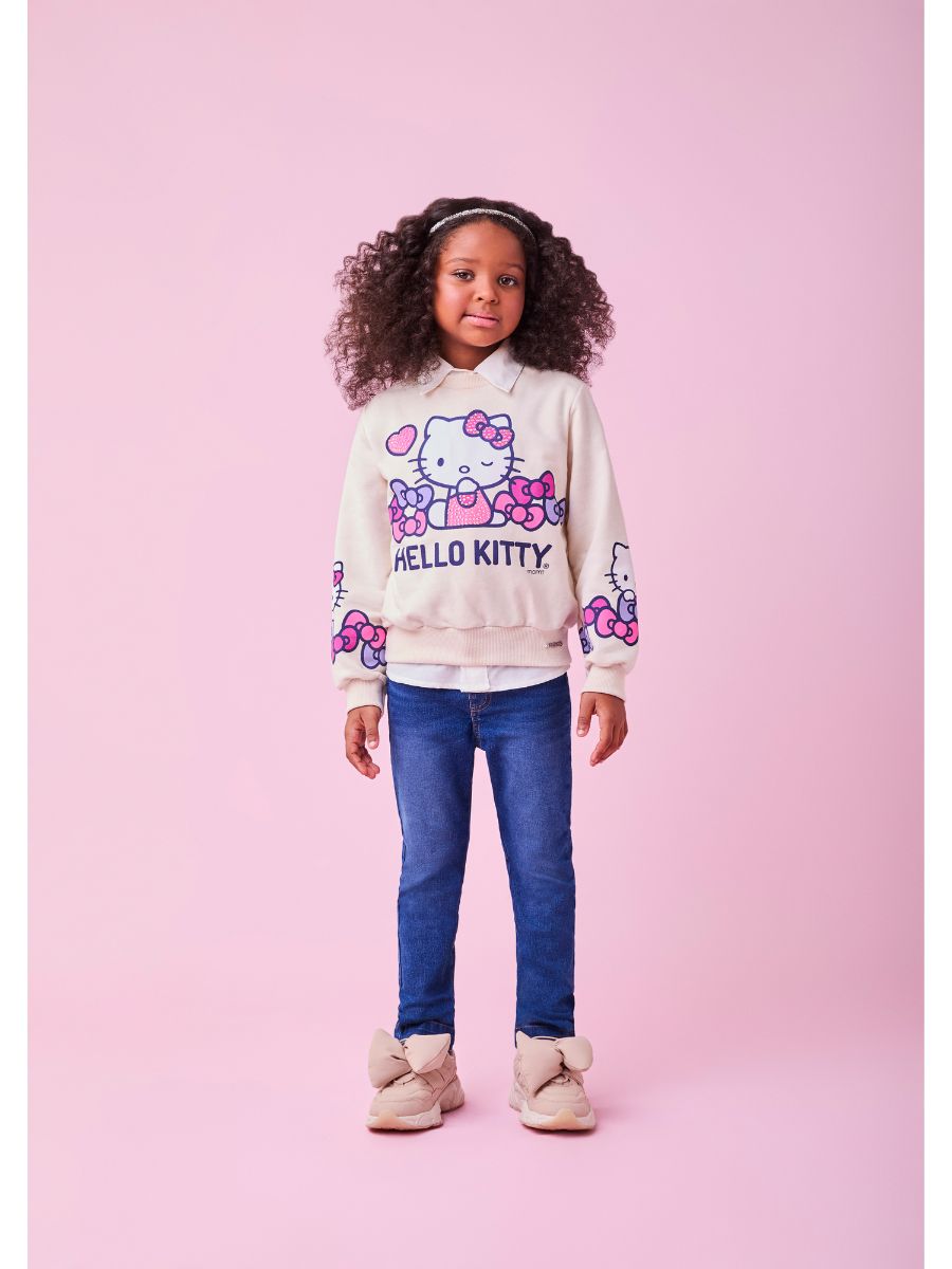 Casaco Moletom Hello Kitty Bege