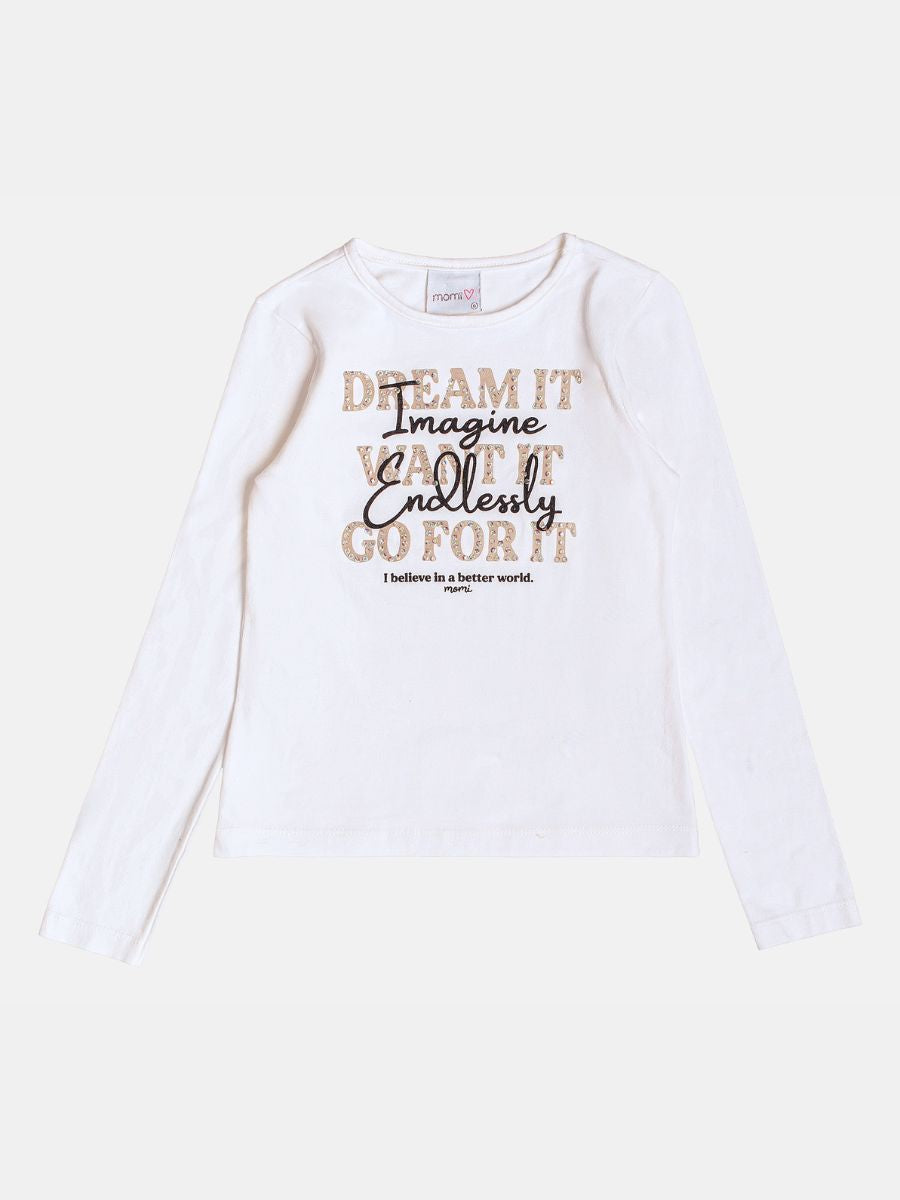 Conjunto ML Blusa Branca com estampa e Shorts Pérola Infantil