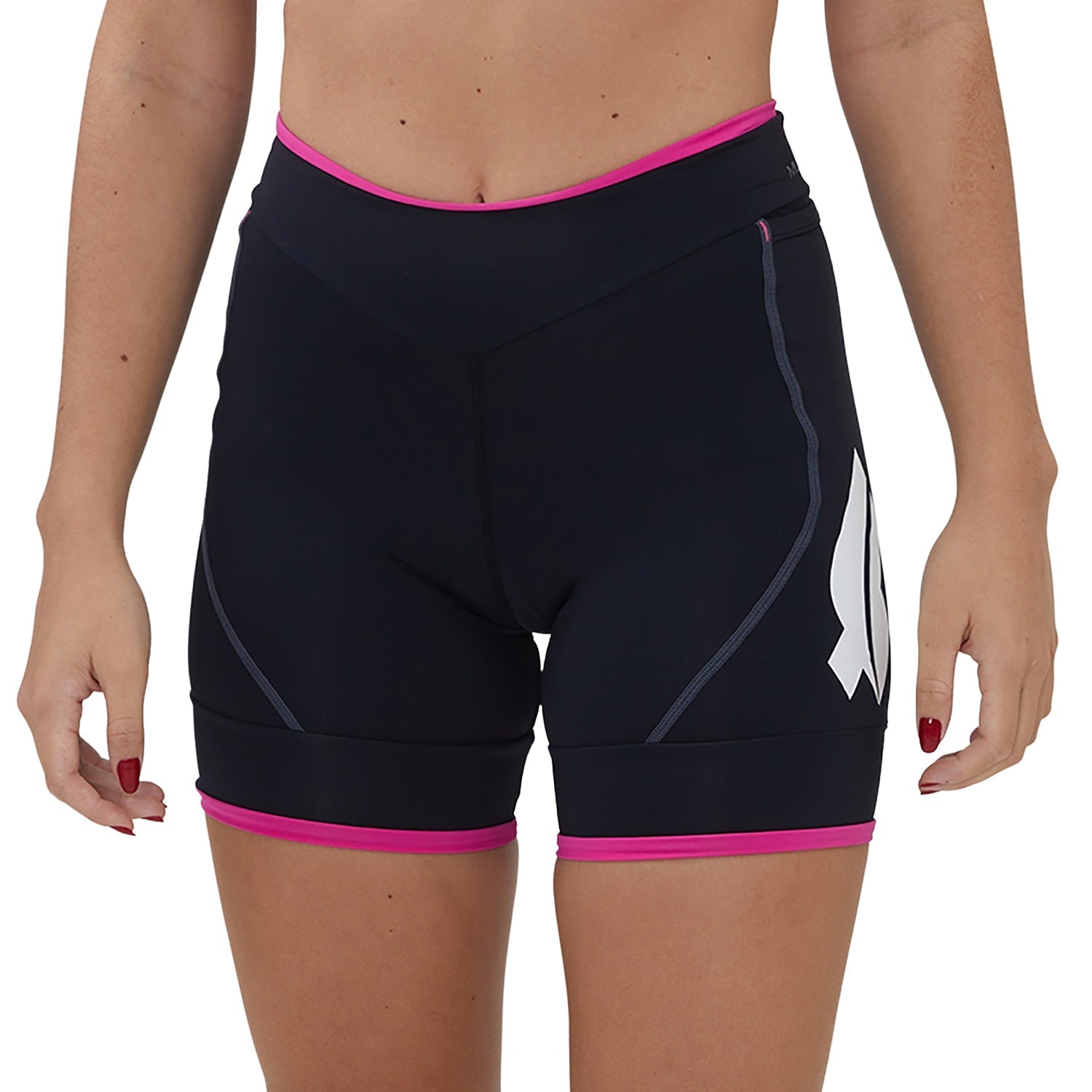Bermuda Run Fit Feminina Preto detalhe Rosa
