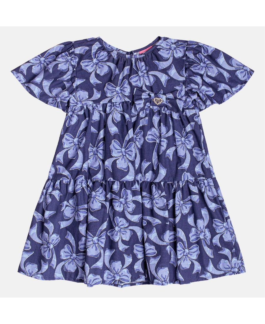 Vestido Rotativo Laços Azuis