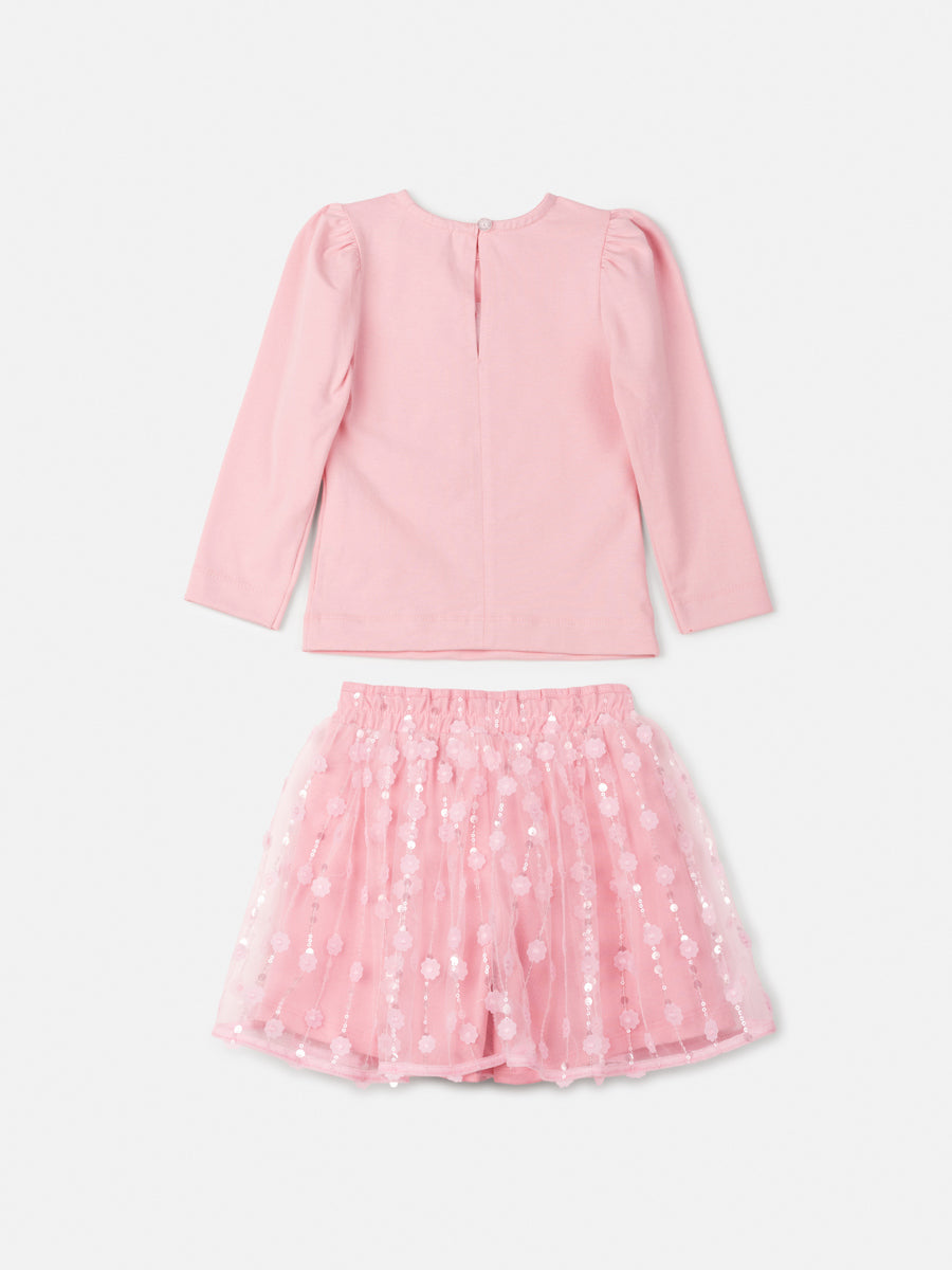 Conjunto Blusa e Saia Rosa Quartzo