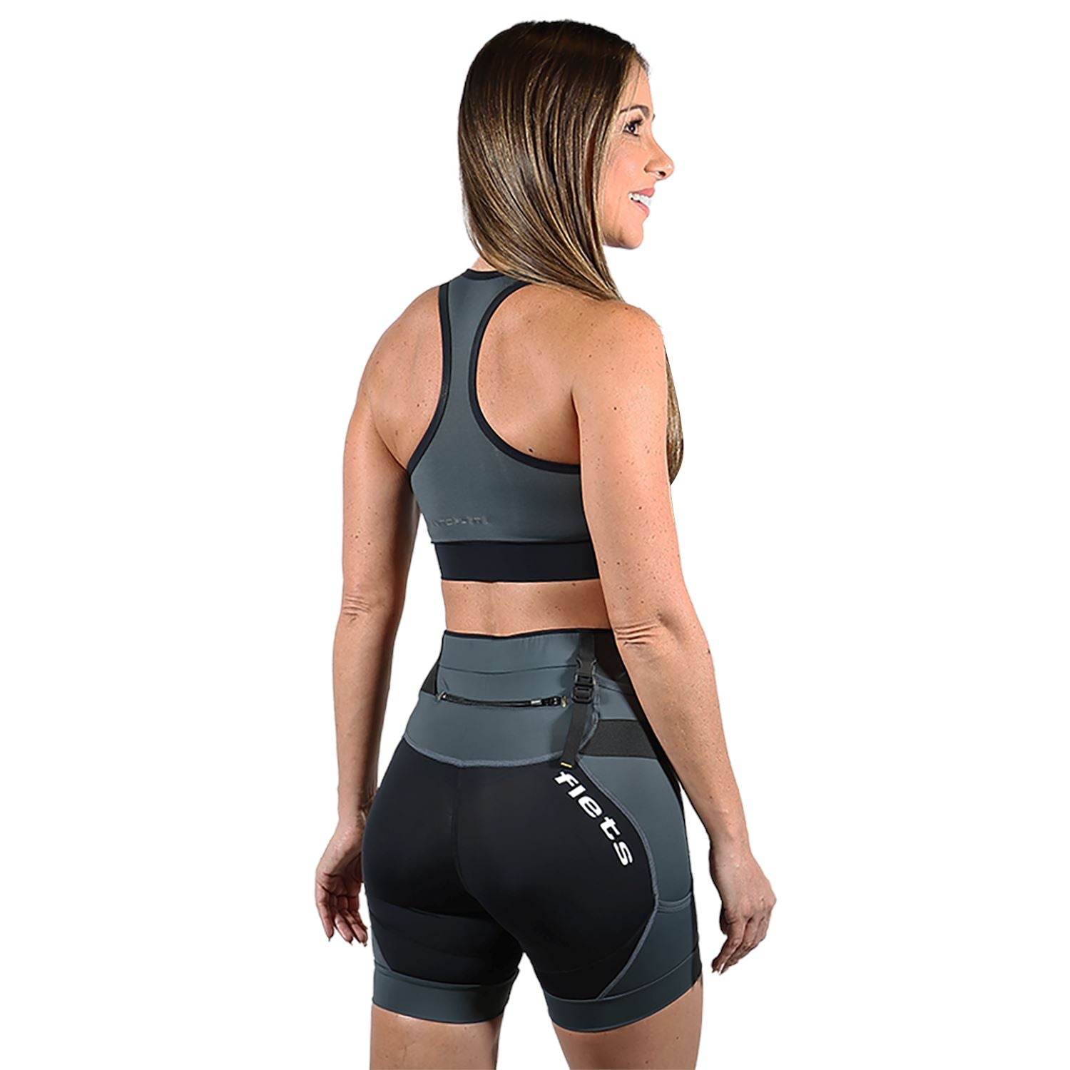 Bermuda Trail Running Feminina Preto com Estanho