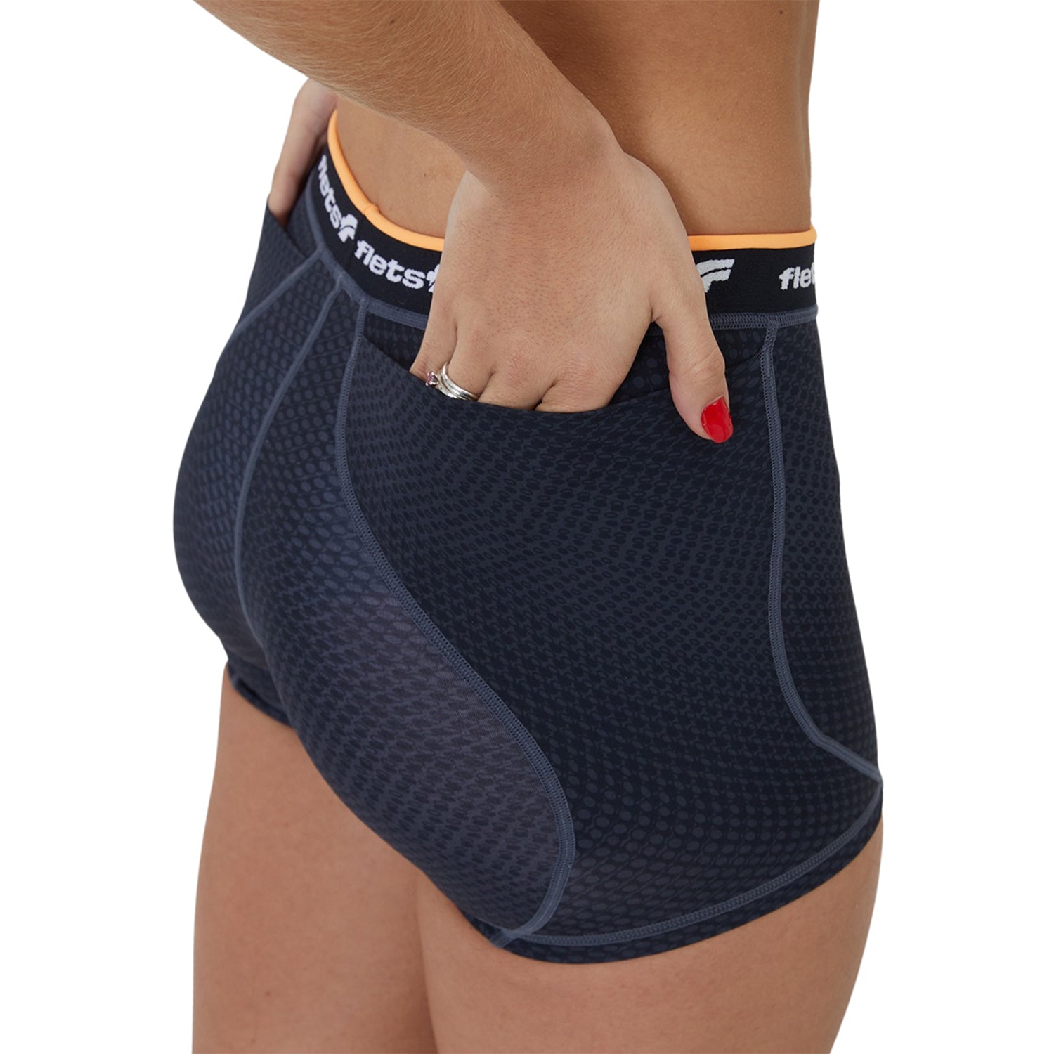 Shorts Curto de Compressão Feminino ffe Detalhe Laranja