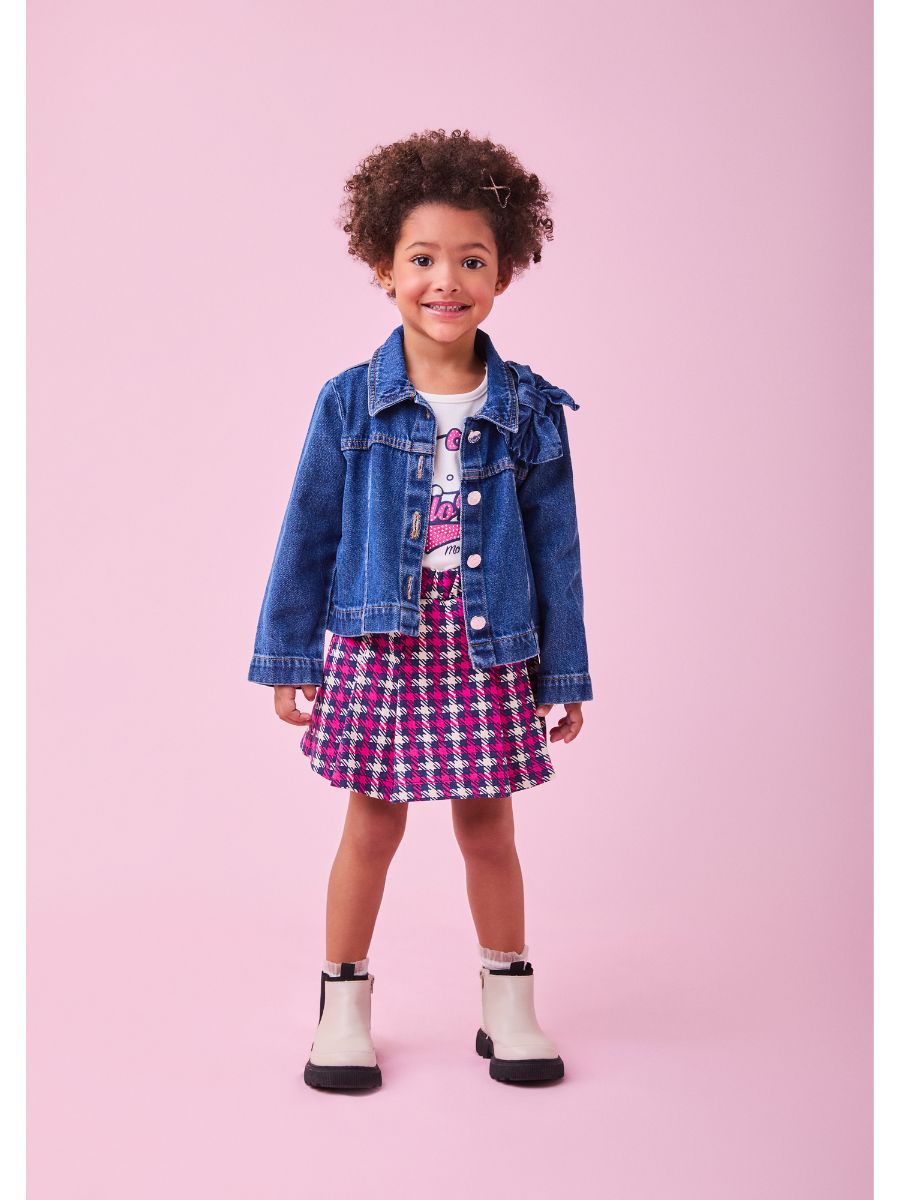 Conjunto ML Blusa Branca Hello Kitty e Shorts Rosa Infantil