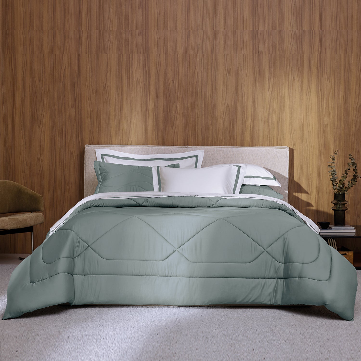 Edredom King Trussardi Grasso 300 Fios Algodão Egípcio Azul – JaLoo