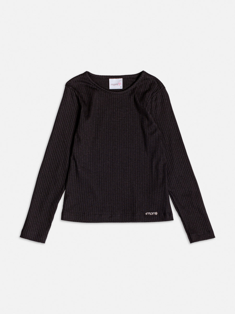 Blusa ML Básica Canelada Preto