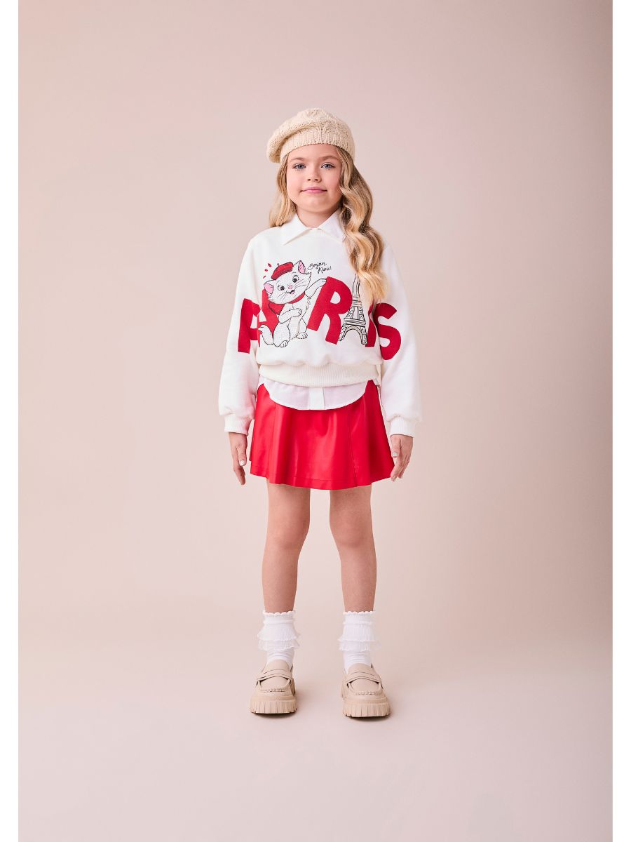 Saia de Couro com Pingente Vermelho Preppy