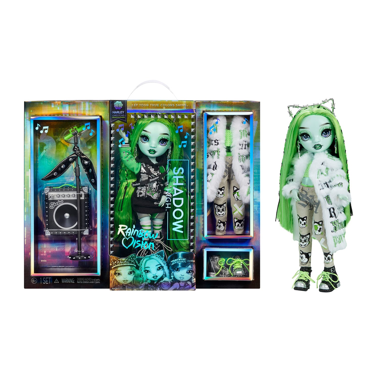 Boneca Rainbow High Vision High Sharley Limestone - Verde Neon