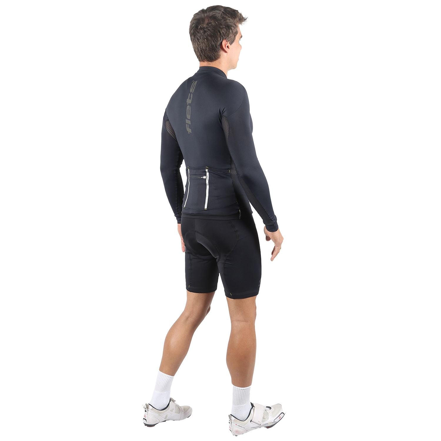 Jersey Manga Longa Ciclismo Masculina Preto