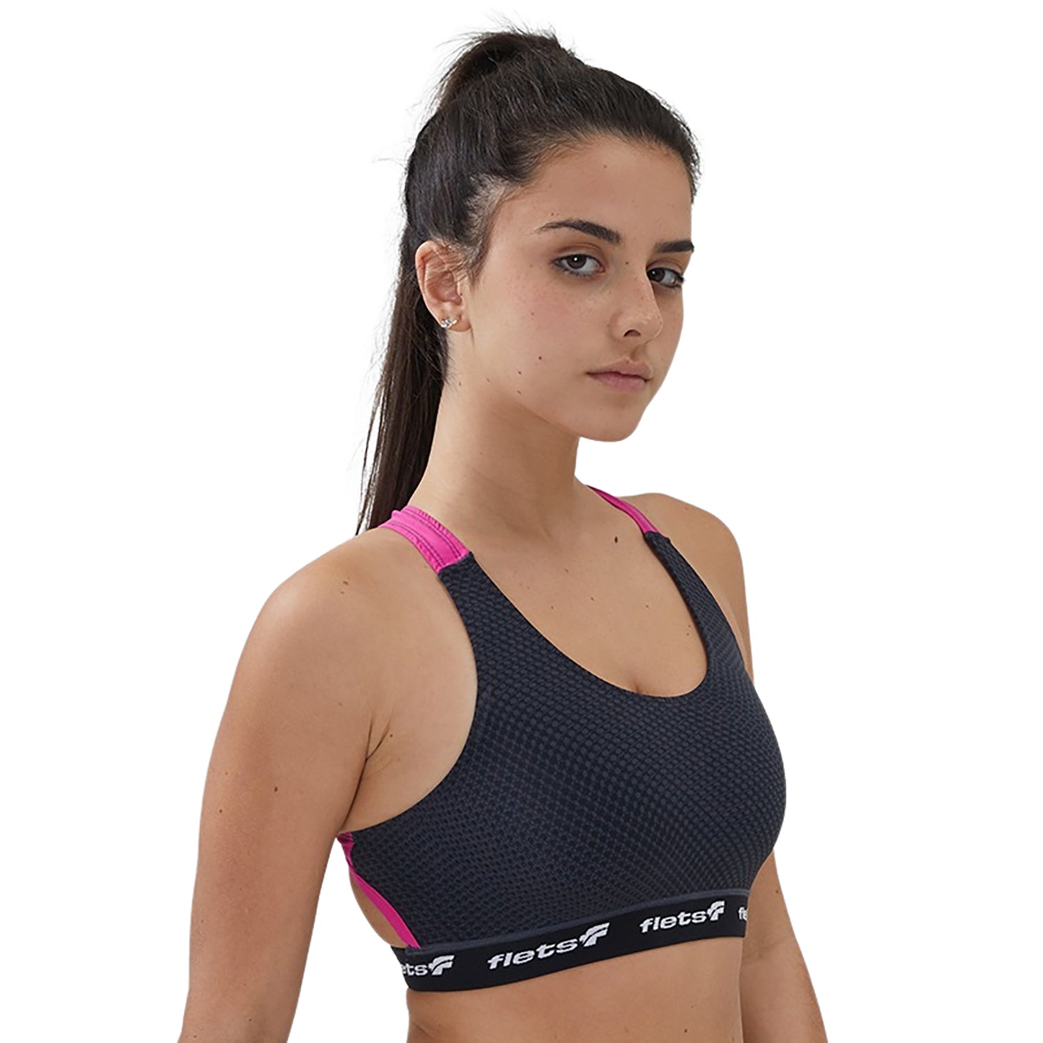 Top Costa X ffe detalhe Rosa Elástico Logo