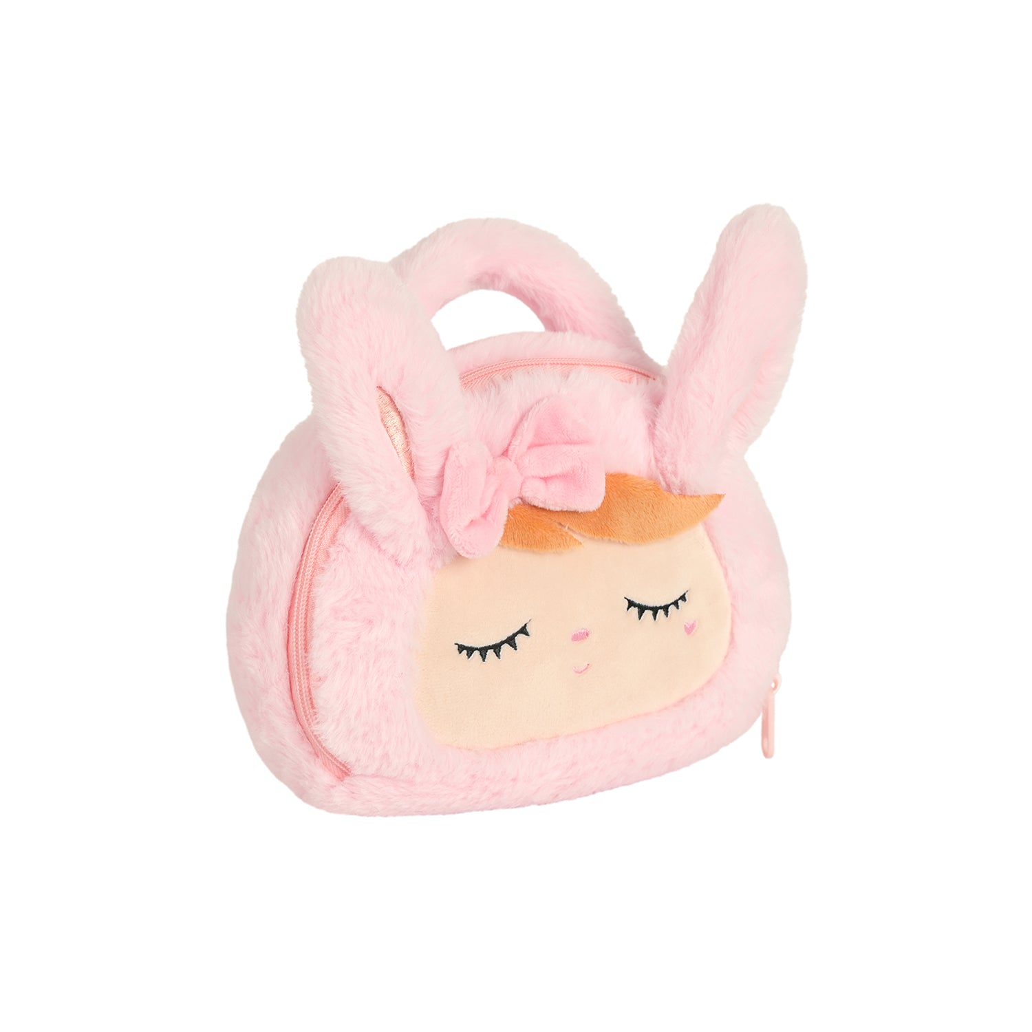 Bolsa Metoo Plush Coelha Rosa com Laço e Alça de Mão