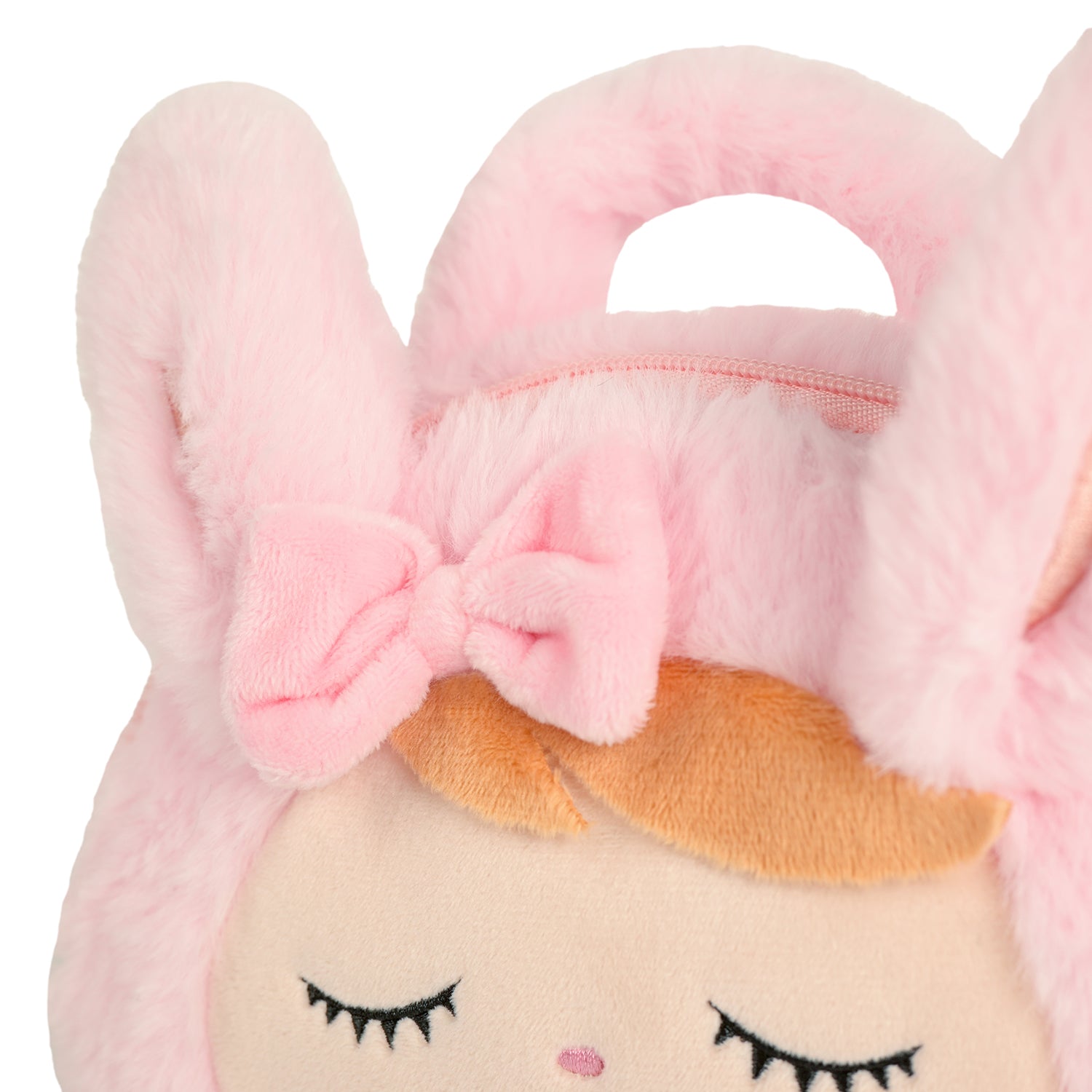 Bolsa Metoo Plush Coelha Rosa com Laço e Alça de Mão