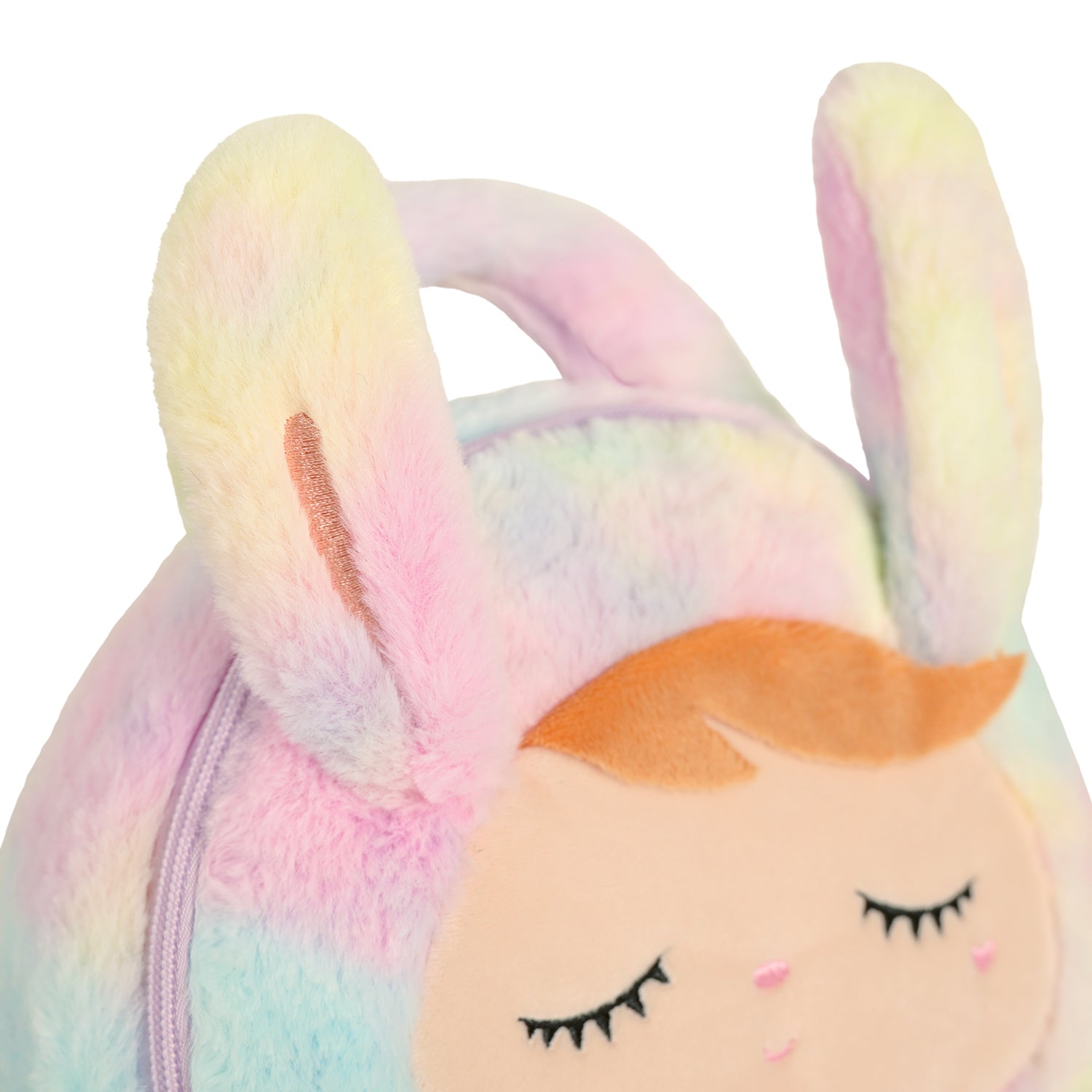 Bolsa Metoo Plush Coelha Rosa Arco-Íris com Alça de Mão
