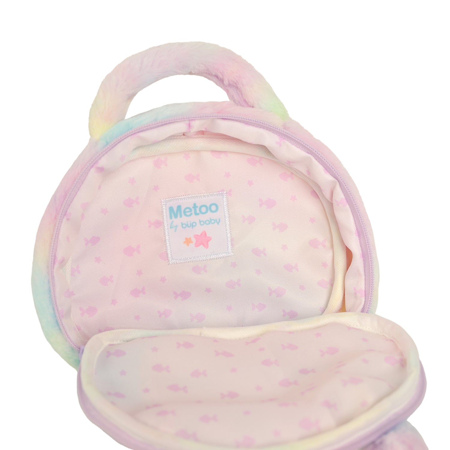 Bolsa Metoo Plush Coelha Rosa Arco-Íris com Alça de Mão