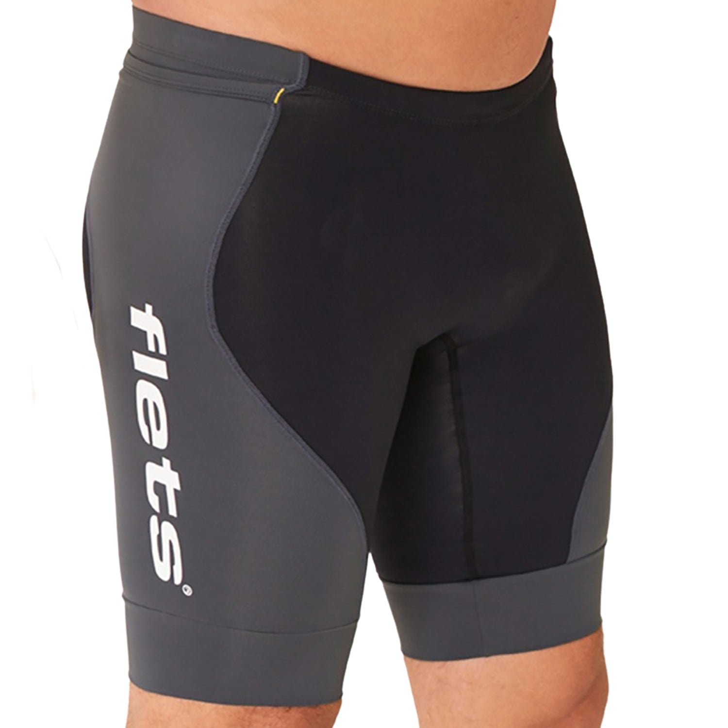 Bermuda Running Masculina Preto e Estanho logo F Amarelo