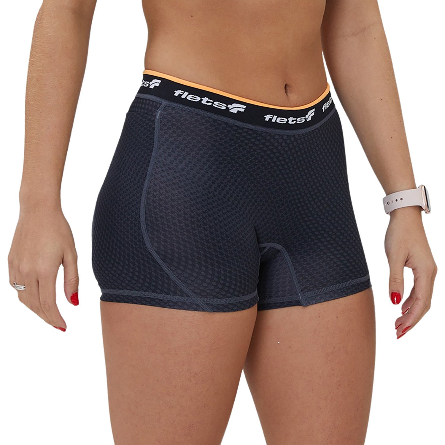 Shorts Curto de Compressão Feminino ffe Detalhe Laranja