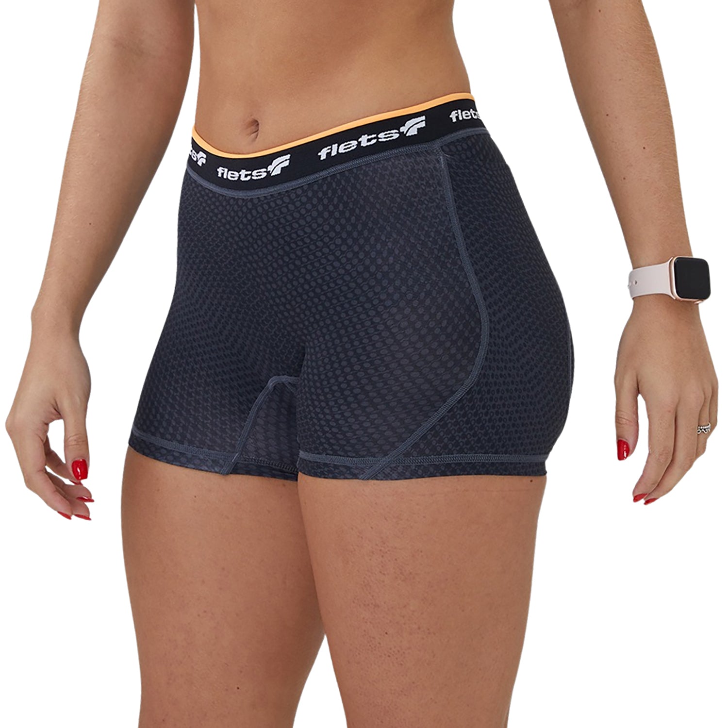 Shorts Curto de Compressão Feminino ffe Detalhe Laranja