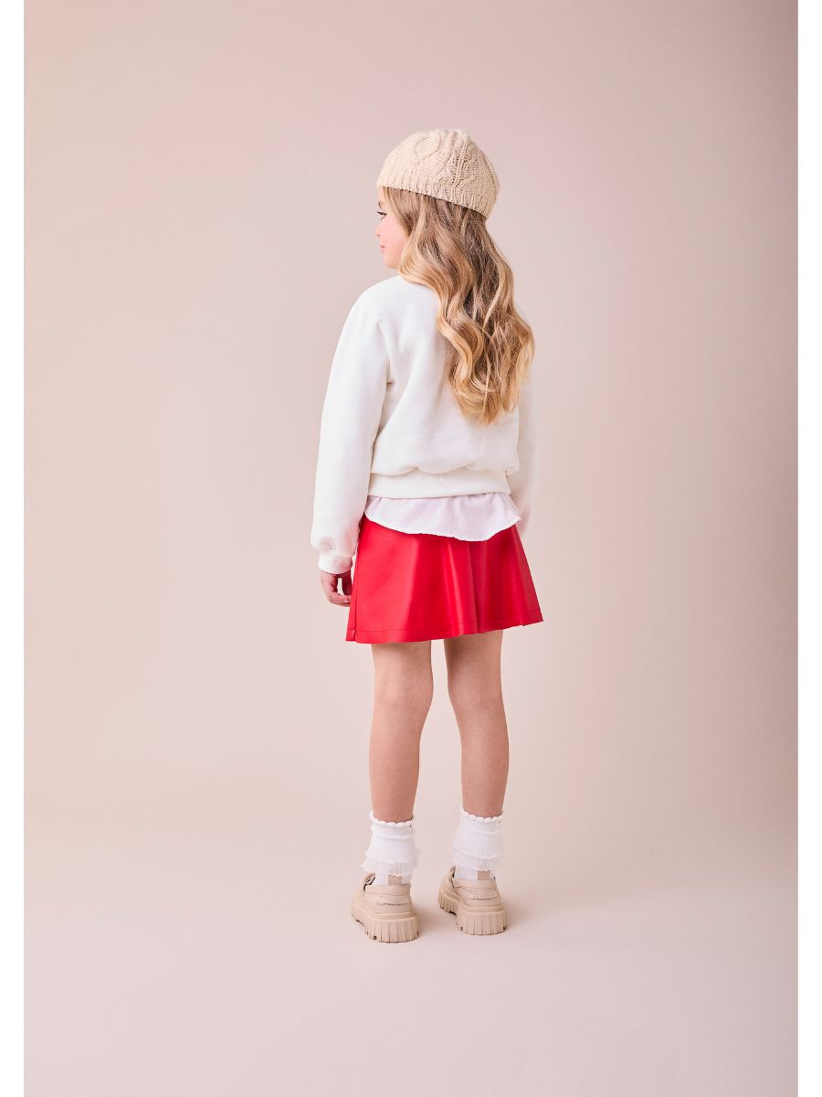 Saia de Couro com Pingente Vermelho Preppy