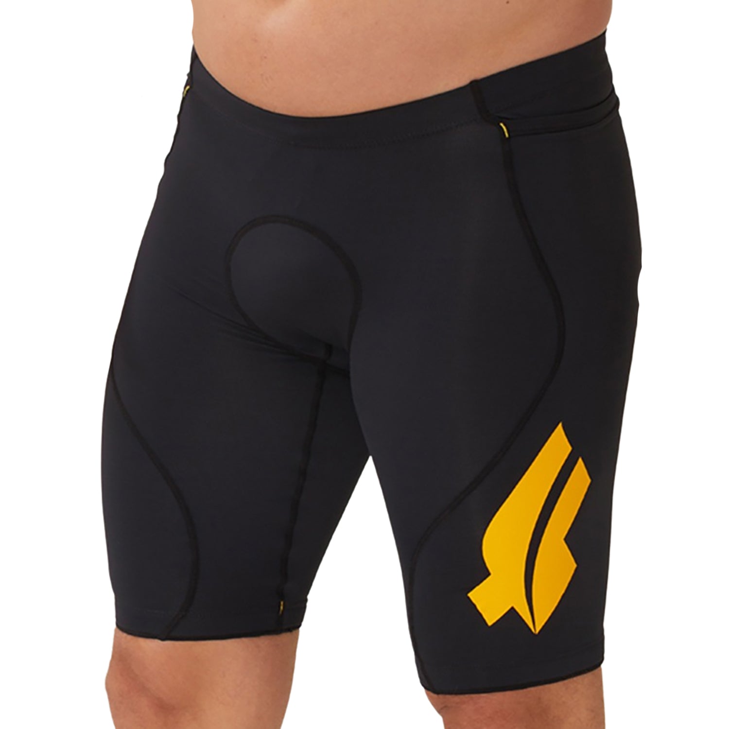 Bermuda Triathlon Masculina Preto e logo F Amarelo