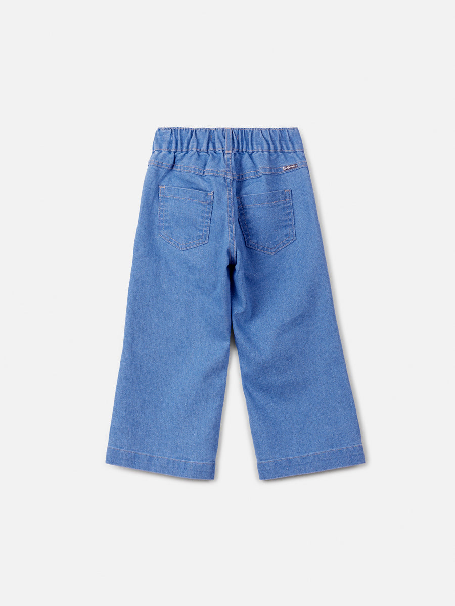 Calça Jeans com Foil Animê Glitter Prata